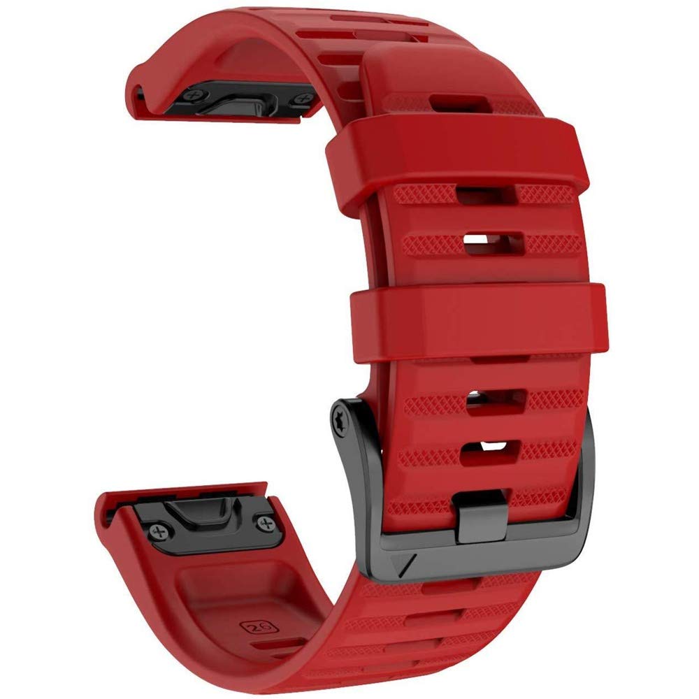 YOOSIDE for Fenix 6X Pro/Fenix 7X Solar/Enduro/epix Pro 51mm Silicone Watch Strap, 26mm Quick Easy Fit Soft Sport Waterproof Non-allergenic Wrist Band for Garmin Fenix 5X,Tactix Delta(Red)