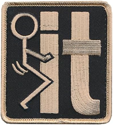 Patch Squad Men's F It Symbol Humping Stick Figure Word IT Military Morale Patch (Black/Gold F It)