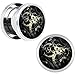 Body Candy Stainless Steel Steampunk Gears Glow in the Dark Screw Fit Plug Pair 00 Gauge