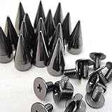 RUBYCA 50 Sets 13MM Black Gunmetal Color Bullet Cone Spike Stud Metal Screw Back DIY Leather-Craft