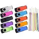 32GB Flash Drive Pack of 10 Thumb Drives Bulk, Kepmem Metal USB 2.0 Memory Sticks Swivel Pen Drive 32 GB, Portable Keychain Jump Drive Colorful Multipack Zip Drives for Data Storage