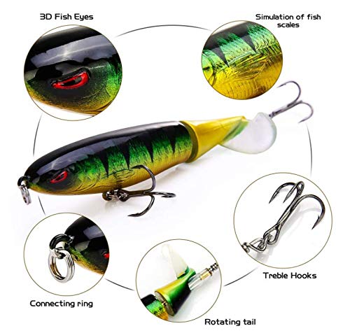 image for DOITPE 10CM Fishing Topwater Lures Whopper Plopper with Floating Rotat
