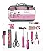 RAM-PRO 11 Piece Pink General Hand Tool Set with Cute Pink Zippered Tool Kit - (for Girls, Ladies, Women)