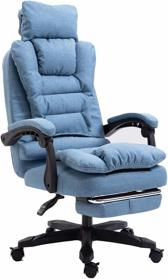 LJHA Cloth 360° Swivel Chair, Company Lounge Chair with Detachable Headrest Study Office Computer Chair Lifting - Adjustable Tilt Cushioned Seat, 6 Colors Leisure Chair