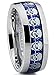 Dome Stainless Steel Ring Band with Blue Carbon Fiber and Skull Design