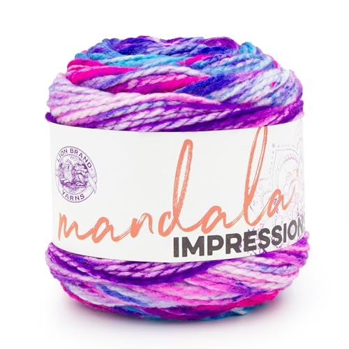 Lion Brand Yarn Mandala Impressions, mehrfarbiges Garn zum Stricken, Häkeln und Basteln, Batikfärbung, 1 Packung