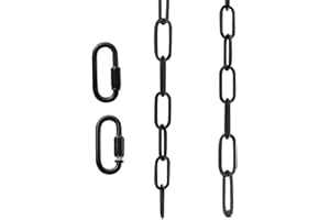 Zucosue 3 Feet Industrial Light Fixture Chain,Metal Pendant Chandelier Chain,Heavy Duty Lighting Hanging Chain for Kitchen Island Dining Room(Black)