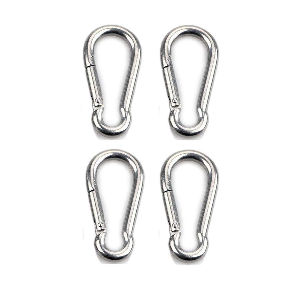 HOMPER 4pcs M6 Carabiner Hook - Heavy Duty 304 Stainless Steel Snap Hook, Carabiner Keychain Clips for Outdoor, Camping, Hiking