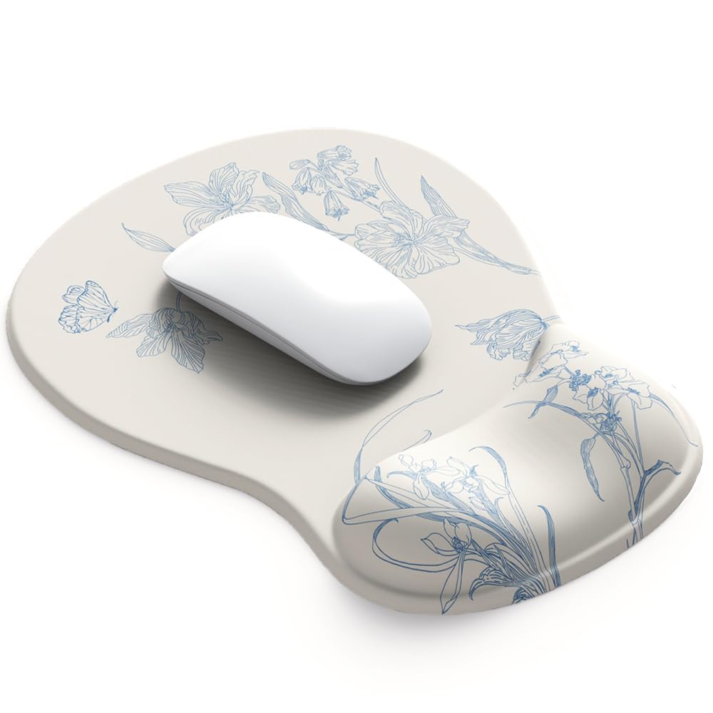 Photo 1 of ErgoComfort Gel Wrist Rest Mouse Pad-Ergonomic Office Mousepad with Wrist Support-Non-Slip, Design Desk Accessories Mat for Home&Game Decor (08FloraBliss)