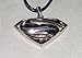 SuperMan/SuperGirl (Man Of Steel Style) 3D Stainless Steel Petite Pendant w/Leather Style Necklace