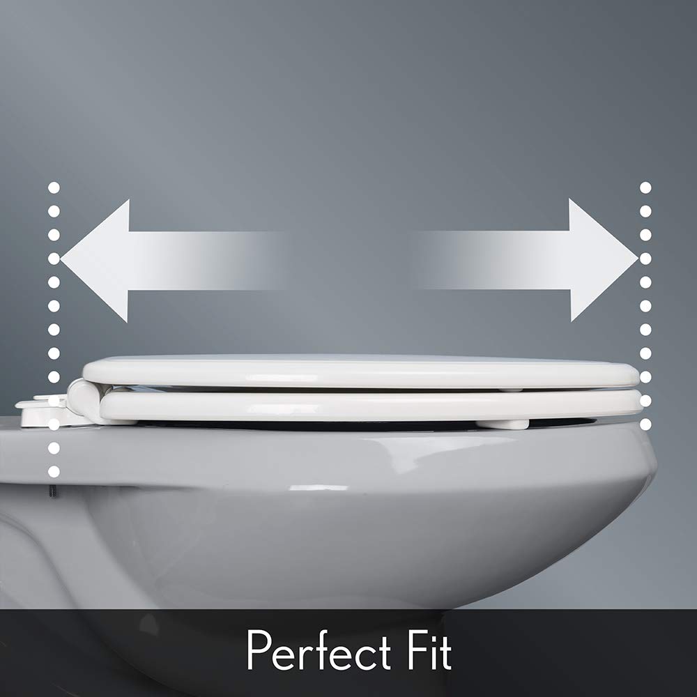 Bemis 550TTT Open Front Durable Wood Toilet Seat, Secure Hinges Stay Tight, Made in USA, Round, White