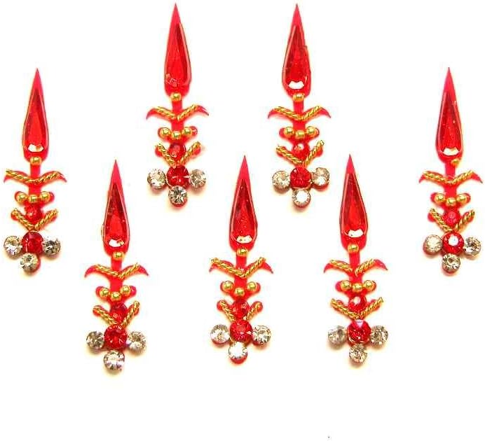 Bright Red Bindi Indian Crystal Body Stickers
