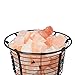 Mineralamp IB-101 Natural Himalayan Round Style Basket Lamp with Carved Salt Chunks, Bulb and Dimmer Control, Peach/Pink