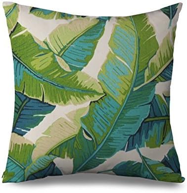 Popeven Tropical Cushion Cover for Couch Square Canvas Accent Palm Tree Leaves Decor Pillow Cover Green Sofa Standard Pillowcase for Living Room 45 x 45 cm by Popeven