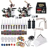 Complete Tattoo Kit 2 Machine Tattoo Gun Power Supply Needles 20 Inks L3
