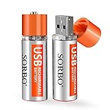 ❤ USB Rechargeable AA Lithium Batteries - Li-ion Battery Cell - 1.5V / 1200mAH (2-Pack) - Not NI-MH / NI-CD / Alkaline Batteries - ECO-Friendly and Recyclable - No Memory Effect