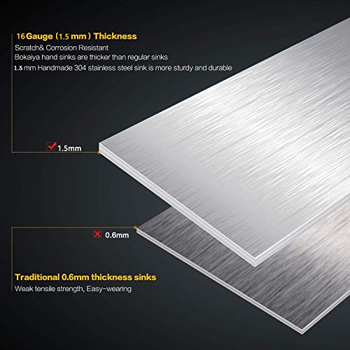Bokaiya 30 Inch 16 Guage Drop In Undermount Single Bowl Stainless Steel Kitchen Sink, Deep Kitchen Sink with Complimentary Accessories - Thumbnail 4
