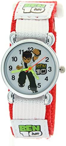 Ben 10 Fashion Cartoon Kids Children Girls Boys Red Fabric Nylon Velcro Strap Round Wrist Watches