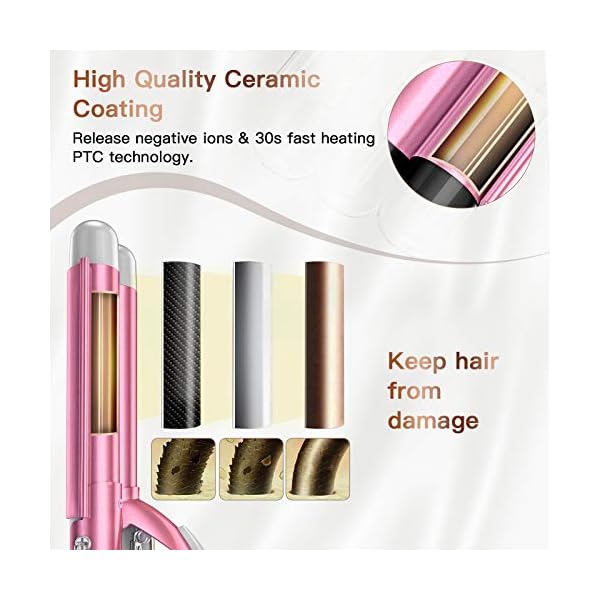 3-Barrel-Hair-Waver-BESTOPE-Hair-crimpersTongs-25mm-Hair-Curling-Iron-Tourmaline-Ceramic-Curling-Wand-Beach-Wave-for-Long-Hair-Styling-with-2-Temperature-Mode-Control-Pink 3 Barrel Hair Waver, BESTOPE Hair crimpers/Tongs 25mm Hair Curling Iron Tourmaline Ceramic Curling Wand Beach Wave for…