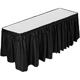 DecorRack Table Skirt, 29 in x 14 ft -BPA Free- Plastic Tableskirt, Disposable, Reusable, Rectangular Tablecloth Skirt, Black (1 Pack)