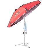AMMSUN Shade Umbrella, Premium Portable Umbrella with Stand, 6.5ft Lightweight Free Standing Canopy for Sporting Games, Adjustable Instant Sun Protection and Easy to Carry, Pink