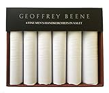 Geoffrey Beene Valet of 6 Handkerchiefs 100% Cotton White Gift Box Set