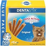 PEDIGREE DENTASTIX Toy/Small Dog Dental Treats Original Flavor Dental Bones, 1.68 lb Value Pack (108 Treats)