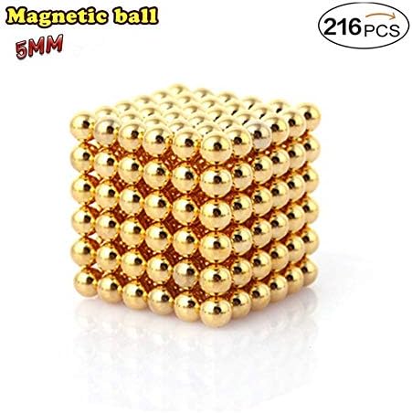 XIN Magnetic Balls Magnets Toys Sculpture Building Magnetic Blocks Magnet Cube Gift for Intellectual Development Office Toy Stress Relief Gift for Teens (Gold)