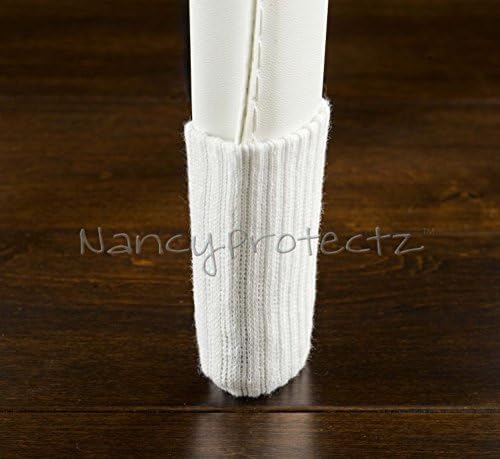 Medium/White-NancyProtectz Patented with Rubberized Grips/Chair Leg Floor Protector. The Original Furniture Sock