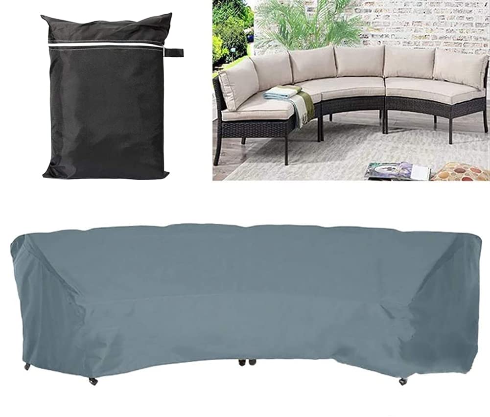 Garden Furniture Covers COOSOO Outdoor Sectional Curved Sofa Protector Covers waterproof for Half-Moon Couch Sets Sofa Furniture Cover Dustproof Windproof Anti-UV (228×106×91in/90×42×36in, Gray)