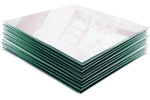 Murrey Home 12 Pack Gym Mirrors for Home Gym Workout Square Wall Mounted Mirror, Frameless Mirror Tiles for Wall Ceiling Candle Tray Wedding Centerpieces for Table, 12", 3mm