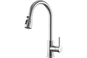 GIMILI Kitchen Faucet with Pull Down Sprayer Single Hole Kitchen Sink Faucet Suitable for Farmhouses RV Laundry Room Outdoor and Campers Brushed Nickel