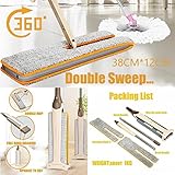 Telescopic Mop, Kemilove Lazy Double Sided Mop And 360 Spin Automatic Squeeze 38cm Cloth Mop