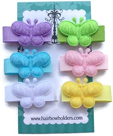 VELCRO HAIR BOWS for Baby Girl - BEST BABY SHOWER GIFT - Small Soft BUTTERFLY velcro bows - butterflies pink lavender green white yellow blue