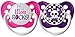 Ulubulu Expression Pacifier Set for Girls, My Mom Rocks and Purple Skull Checker, 6-18 Months