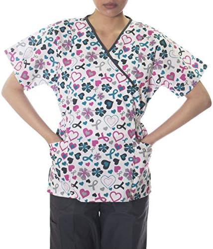 Sherly Uniforms Women's Mock Wrap Elasic Back Top