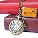Vintage Drink Me Pocket Watch, Hmxpls Quartz Watch with Rabbit Hollow Carving Flowers Women Watches Necklace with Chain Christmas Valentine Gifts, Alice in Wonderland(Bronze)