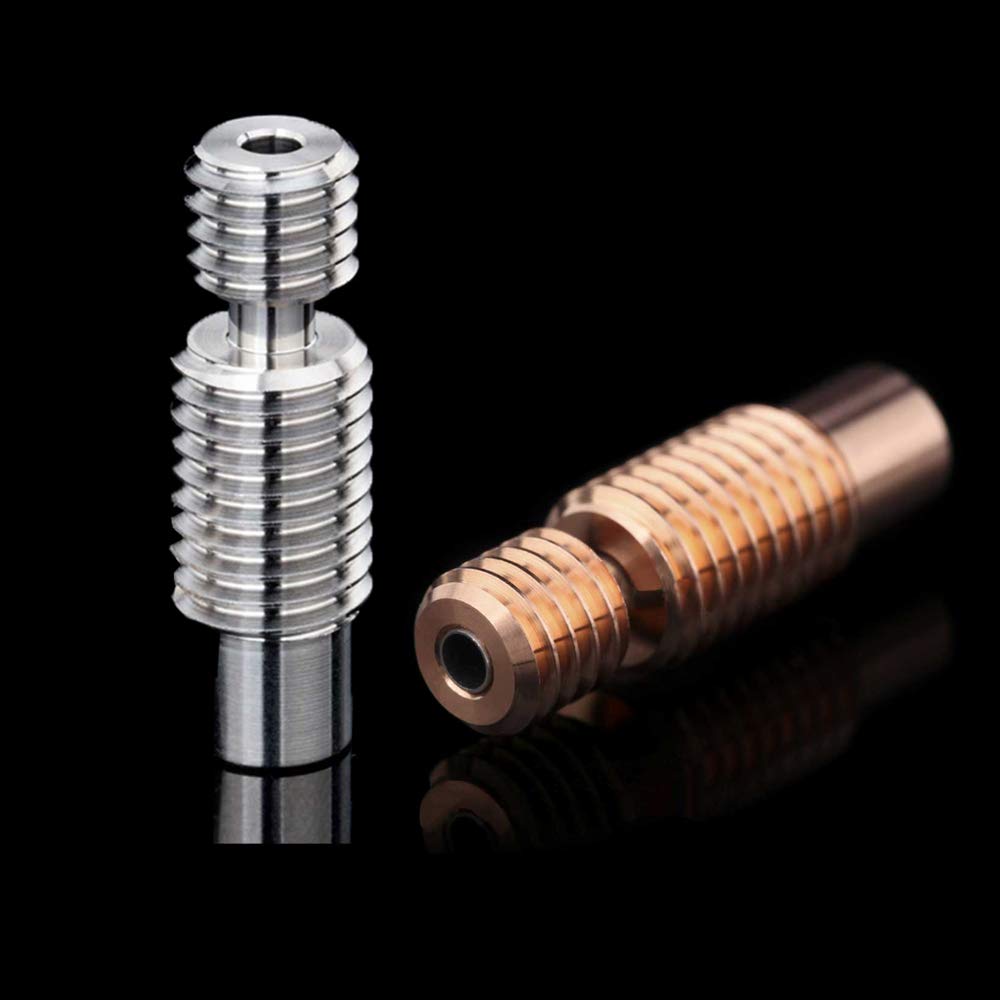 Super Print 1pc Bi-Metal Heatbreak+1pc V6 Titanium Alloy Heat Break for V6 HOTEND Heater Block 1.75MM Filament Smooth.(Bi-Metal+Titanium Alloy)