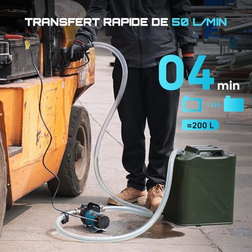 SEESII 12V Diesel Pump: 50L/min 200W Electric Fuel Pump with Nozzle and Hoses, Portable Pump for Diesel, Kerosene, Oil, Boats, Trucks, Individuals and Agricultural Machinery