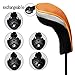 Andux Mesh Golf Hybrid Club Head Covers with Dial No. Tags 4pcs/Set (All The Same Size) Black/Orange