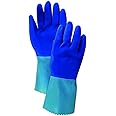 MAPA LL301-L MAPA Blue-Grip LL301 Etched Finish Latex Gloves w/Pinked Cuff, Medium, Blue, Large (Pack of 12)