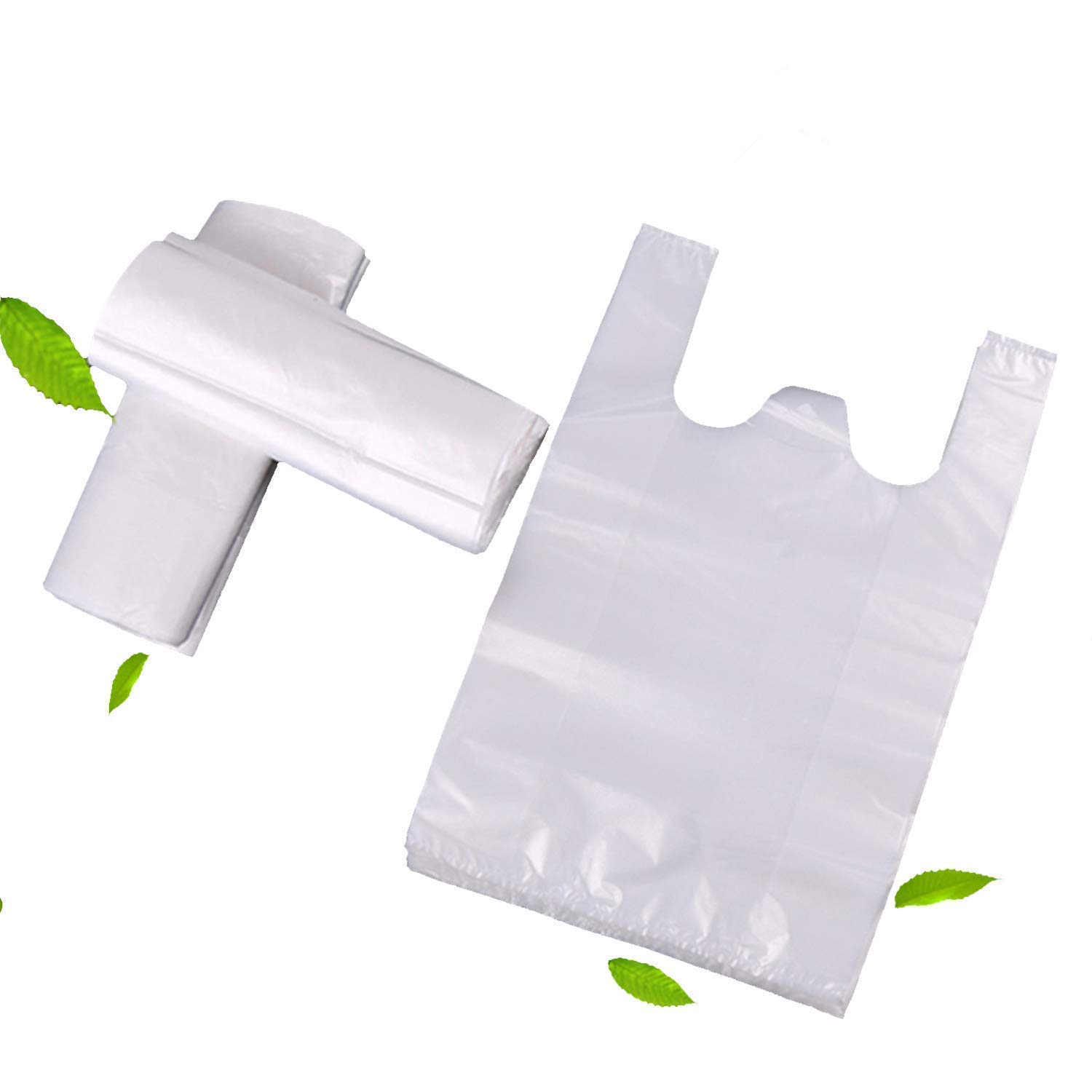 Plastic Shopping Bags/Garbage Bags, Topgalaxy.Z Reusable Grocery Bags, Retail Plastic Bag - Measures 14.17" X 9.46" X 25.6", 1.5 Mil - 100 Count Plastic Bags/T Shirt Bags/Trash Bags