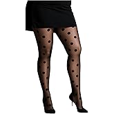 OYOANGLE Women's 1 Pair Polka Dots Sheer Pantyhose Cute Patterned Tights Stockings