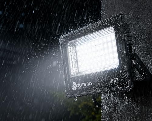 Kit 2 Refletores LED 200W Branco Frio Bivolt IP67 Alta Potência Área Externa OutStay