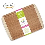 BEST Organic Bamboo Cutting Board |PREMIUM QUALITY Wood for Heavy Duty Chopping with Wooden Deep Groove Edge Grip for Oil and with Anti-Slip Surface| LARGE SIZE 18 x 12.5 x 0.7 Inches