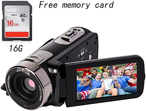Camcorder gift for kids full HD 1080P 24MP 16X Digital Zoom Infrared night Video Camcorders with 270 Degree Rotation Screen night shoot Free 16G memory card