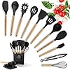 BenRich-Kitchen-Utensils-Set-11-Pcs-Silicone-Cooking-Utensils-Set-Spatula-Set-Turner-Whisks-Spoon-Rest-Utensil-Holders-Heat-Resistant-Kitchen-Tools-and-Gadgets-Accessories-Black Kitchen Utensils Set 11 Pcs, BenRich Silicone Cooking Utensils Set Tools & Gadgets Holders Spatula Turner Whisks Spoon…
