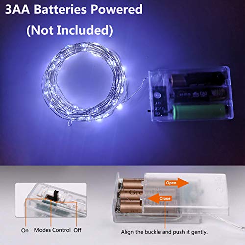 2 Pack Led String Lights, Battery Operated Fairy String Lights Led Mini String Light 50 LED 16.5ft Battery Powered Silver Wire Fairy Starry Lights for Bedroom Christmas Party Wedding Indoor Decor