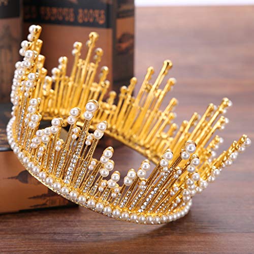 Luxury Elegant Crown Full Diamond Zircon Pearl Tiara Headband Ladie Jewelry Gift,Outsta 2019 Fashion Jewelry Hot Sale!Under 10 Dollars Gifts for Her