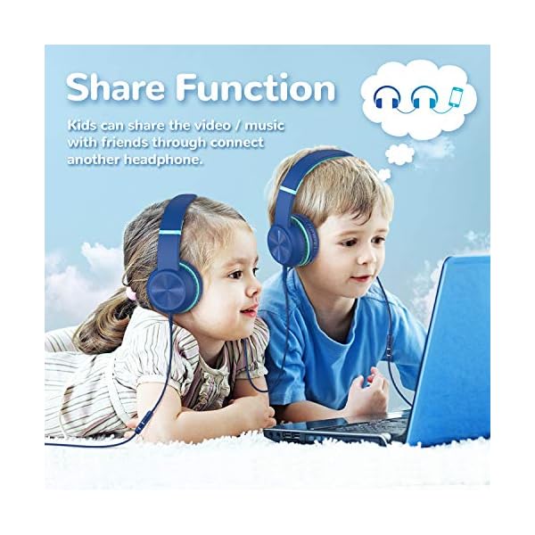 Kids-HeadphonesiClever-Children-Headphone-Over-EarOptional-Volume-Limiter-with-Mic-Foldable-35mm-Aux-Nylon-Cable-Children-Headphones-On-Ear-for-iPad-Tablet-Airplane-School-Blue iClever Kids Headphones, Children Headphone, Volume Limiter with Mic, Foldable Headphones, 3.5mm Aux Nylon Cable…
